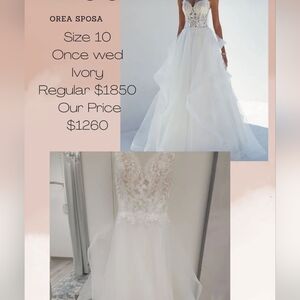 Oreposa Wedding Dress size 10, white ivory